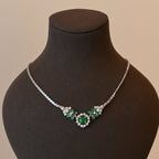 Christian Dior Necklace Green Rhinestone Silver