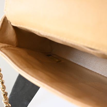 Chanel Chocolate Bar Lambskin Chain Shoulder Bag Beige GHW