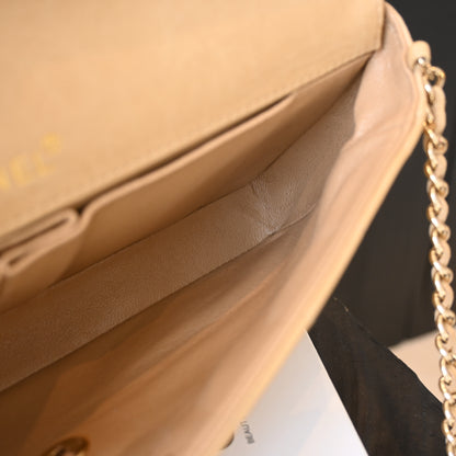 Chanel Chocolate Bar Lambskin Chain Shoulder Bag Beige GHW