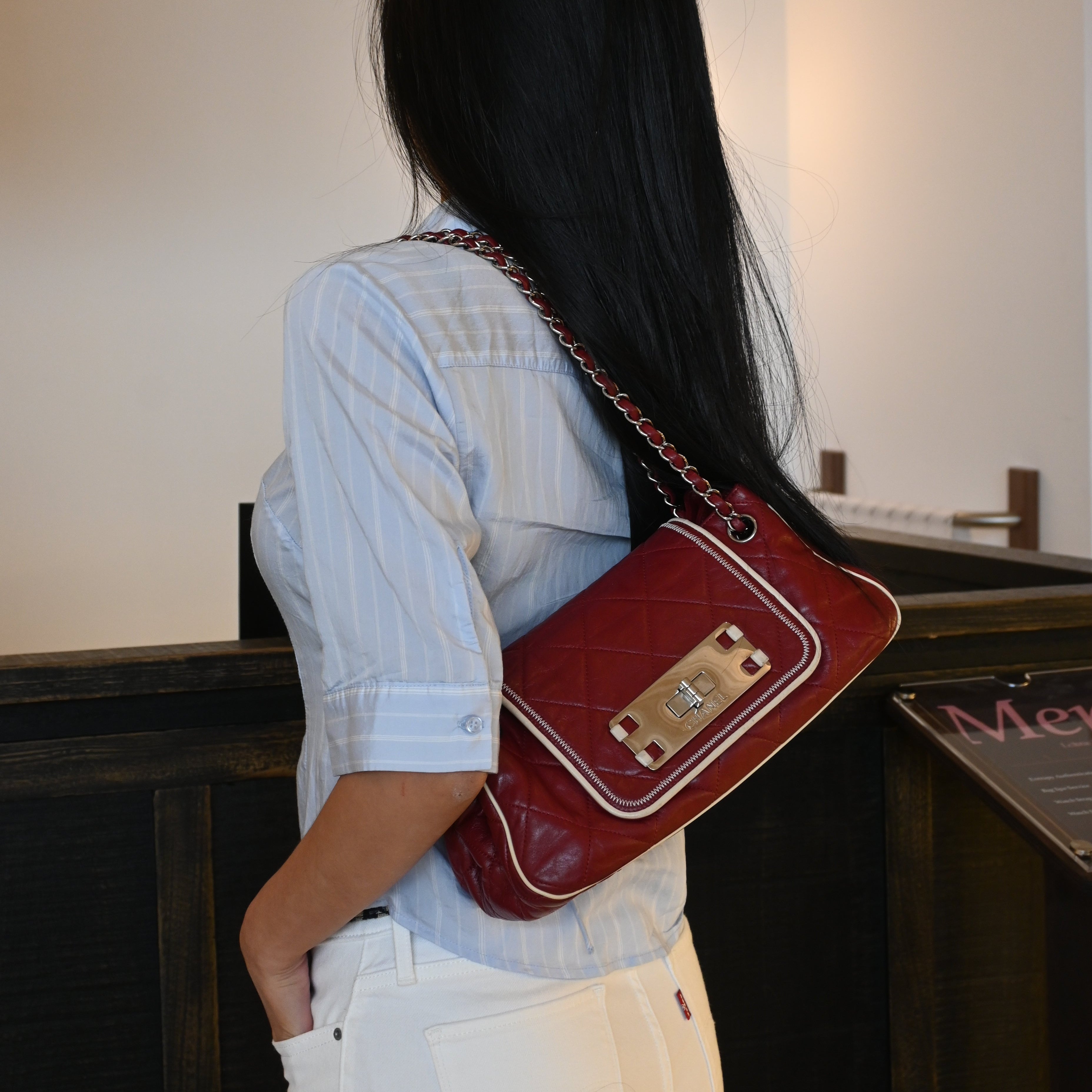 Chanel Matelasse Lambskin Chain Tote Bag 2.55 Bordeaux SHW