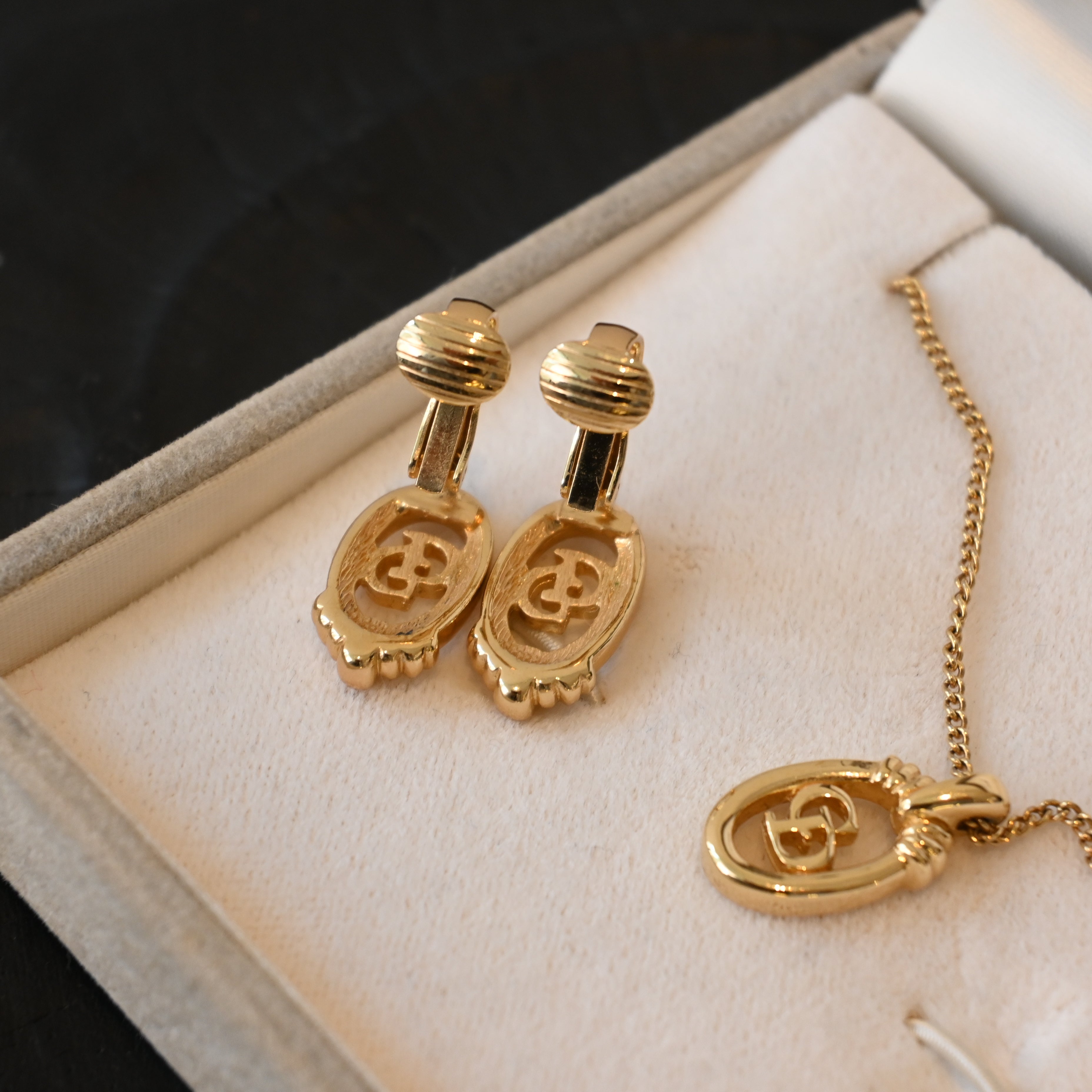 Christian Dior Oval Necklace & Earclips Set