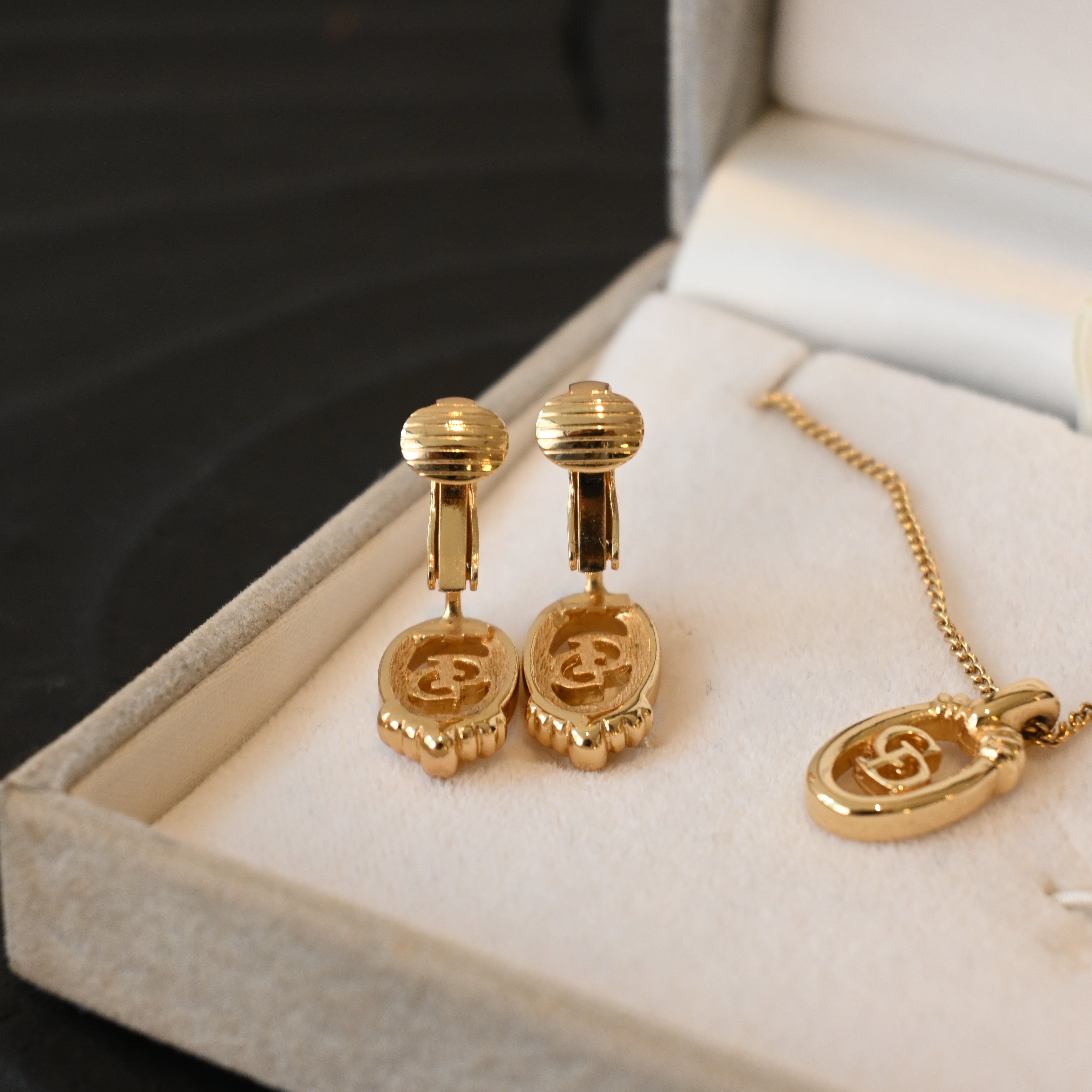 Christian Dior Oval Necklace & Earclips Set