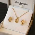 Christian Dior Oval Necklace & Earclips Set