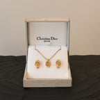 Christian Dior Oval Necklace & Earclips Set