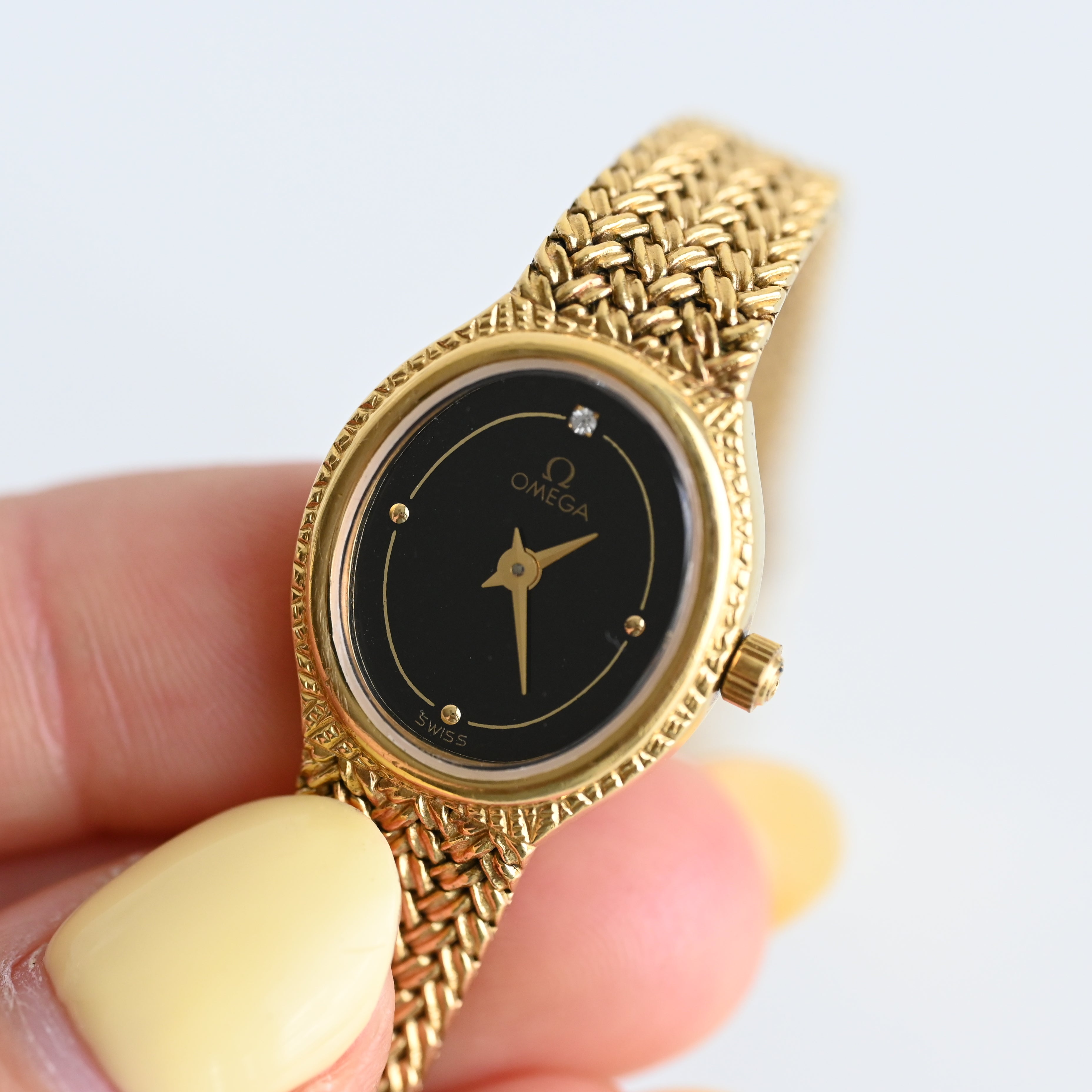 Omega De Ville Oval Watch with Woven Bracelet Cal.978.002