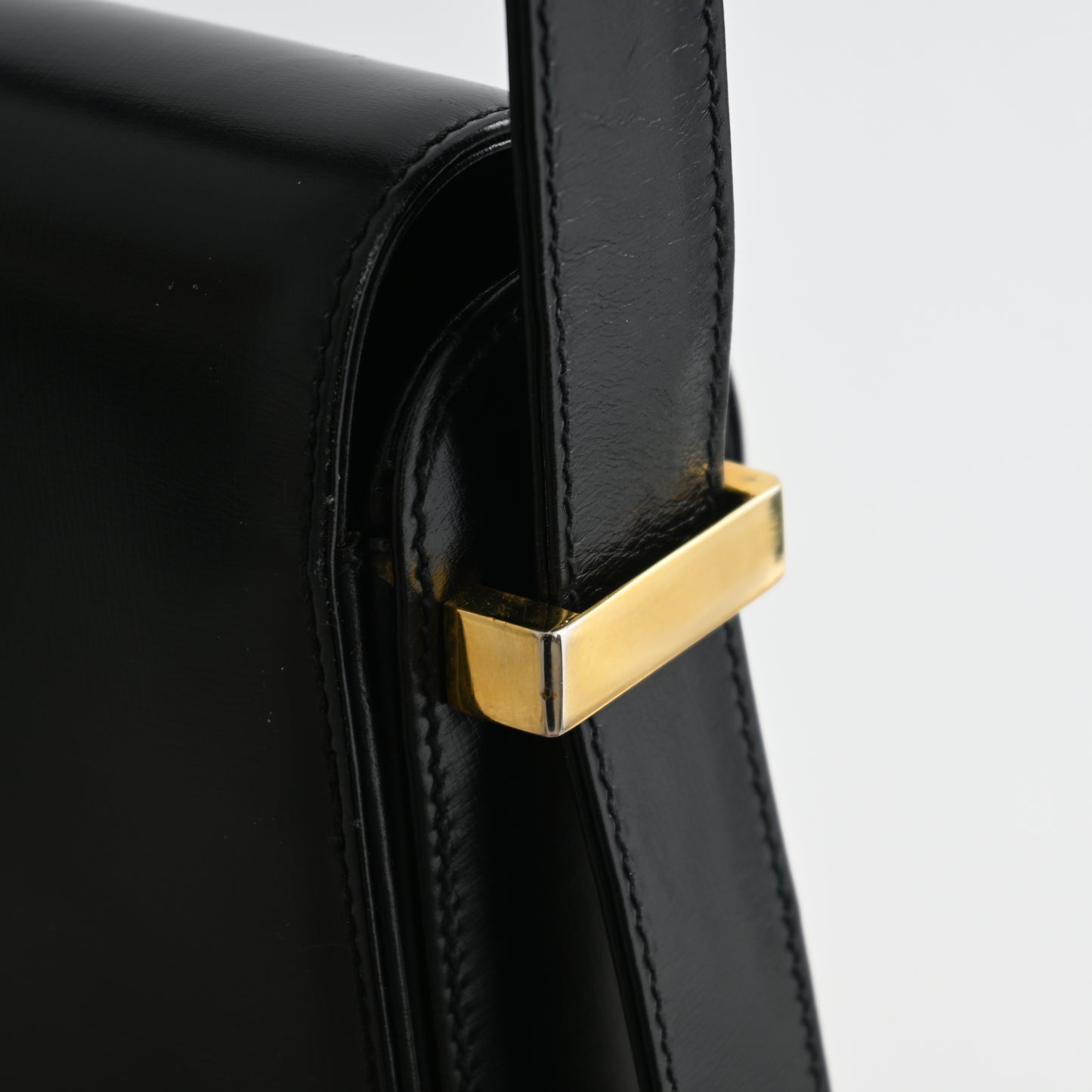 Old Gucci GG Black Calf Shoulder Bag 1958s'