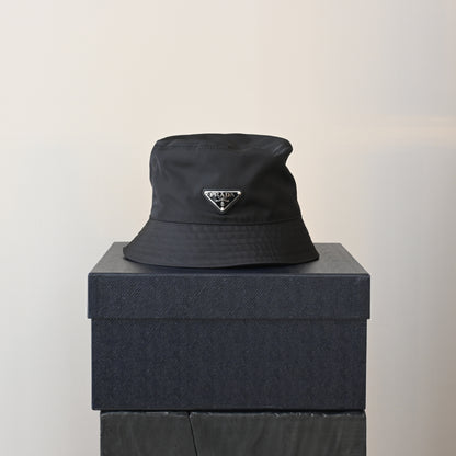 Prada Logo Nylon Bucket Hat Black