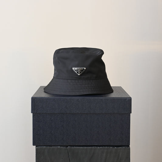 Prada Logo Nylon Bucket Hat Black