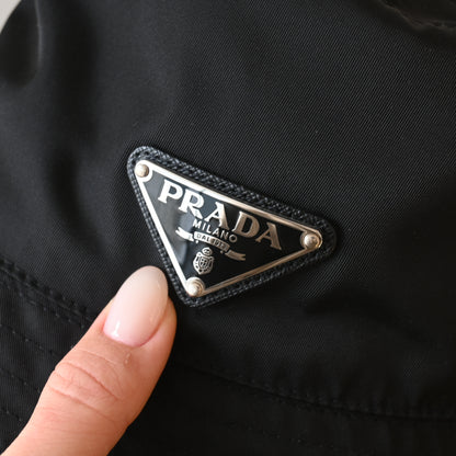 Prada Logo Nylon Bucket Hat Black