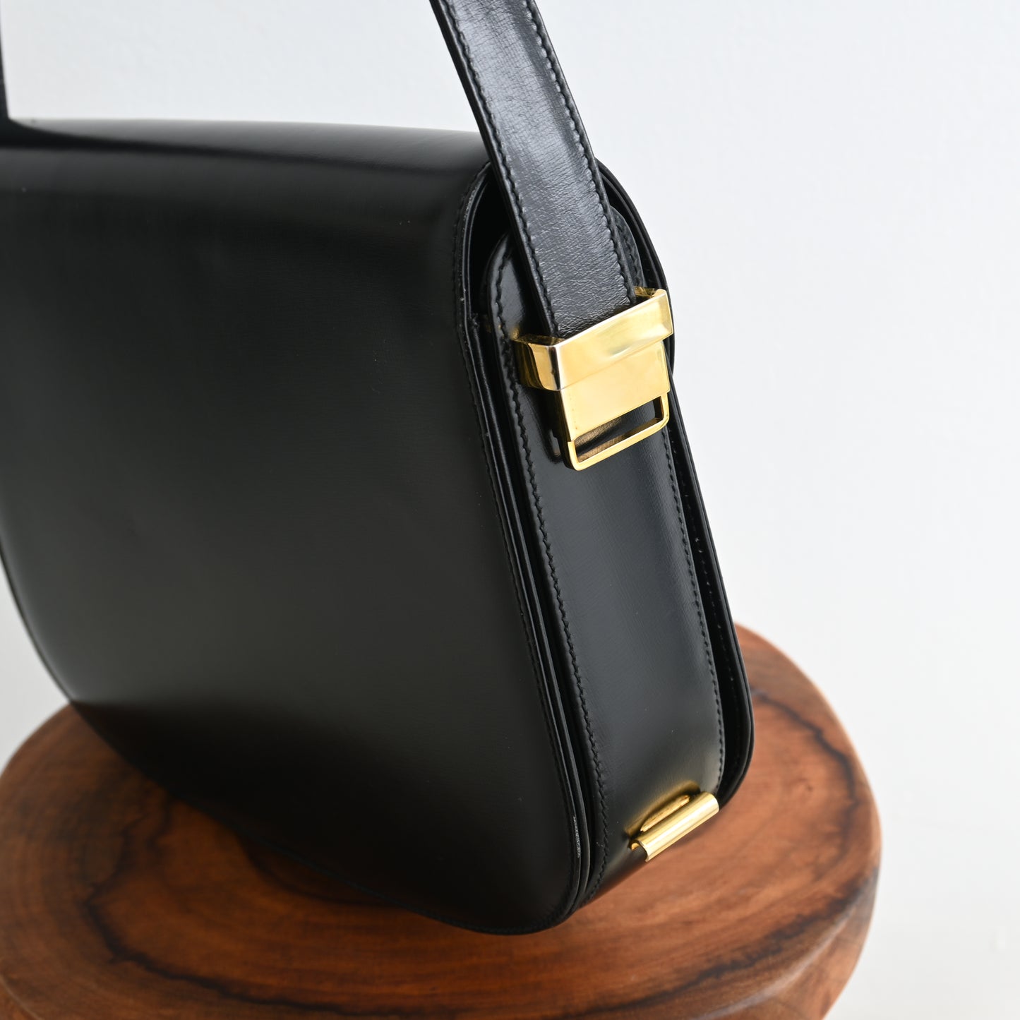 Old Gucci GG Black Calf Shoulder Bag 1958s'