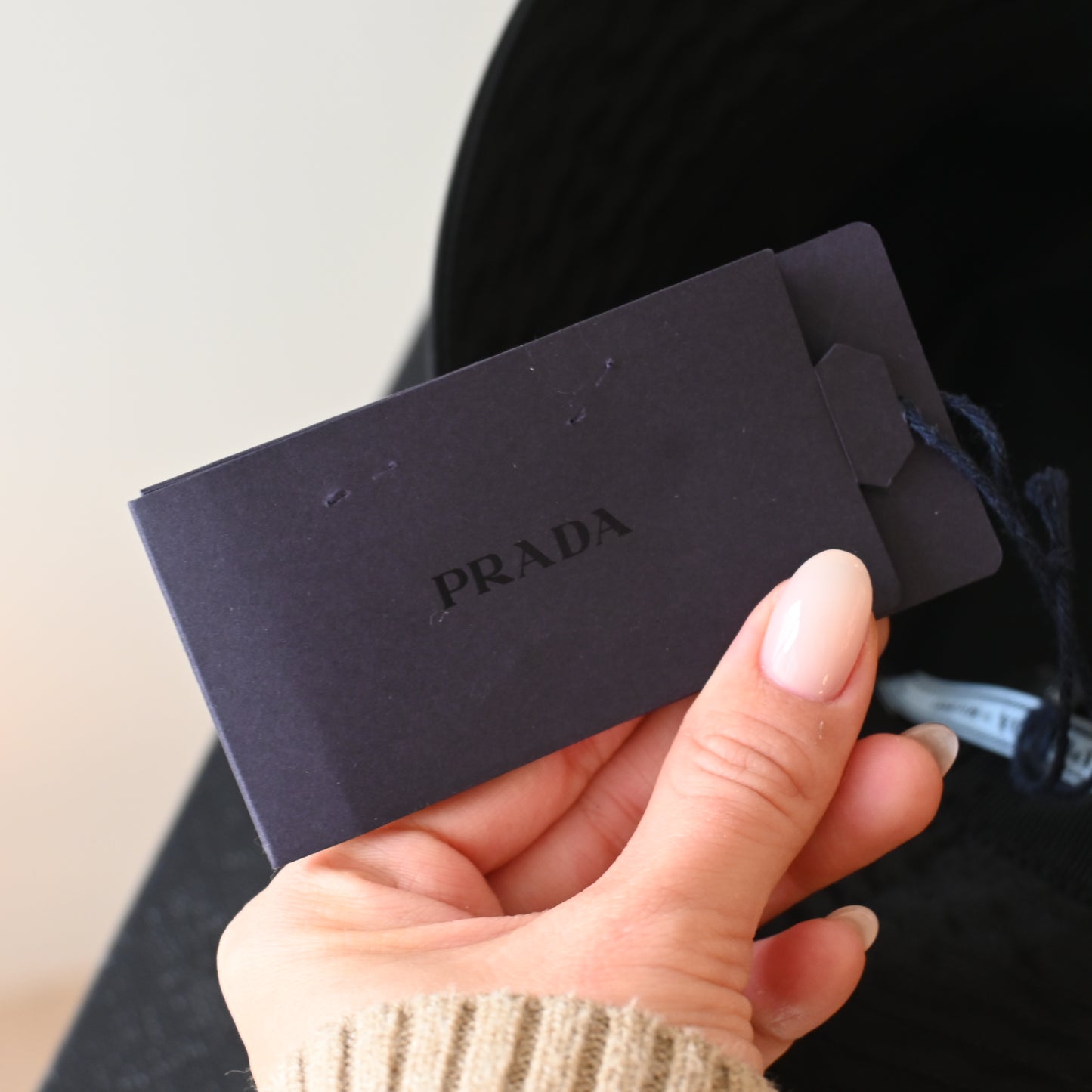 Prada Logo Nylon Bucket Hat Black