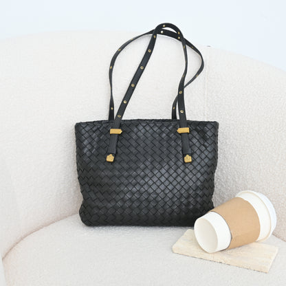 Bottega Veneta Intrecciato Shoulder Bag Black