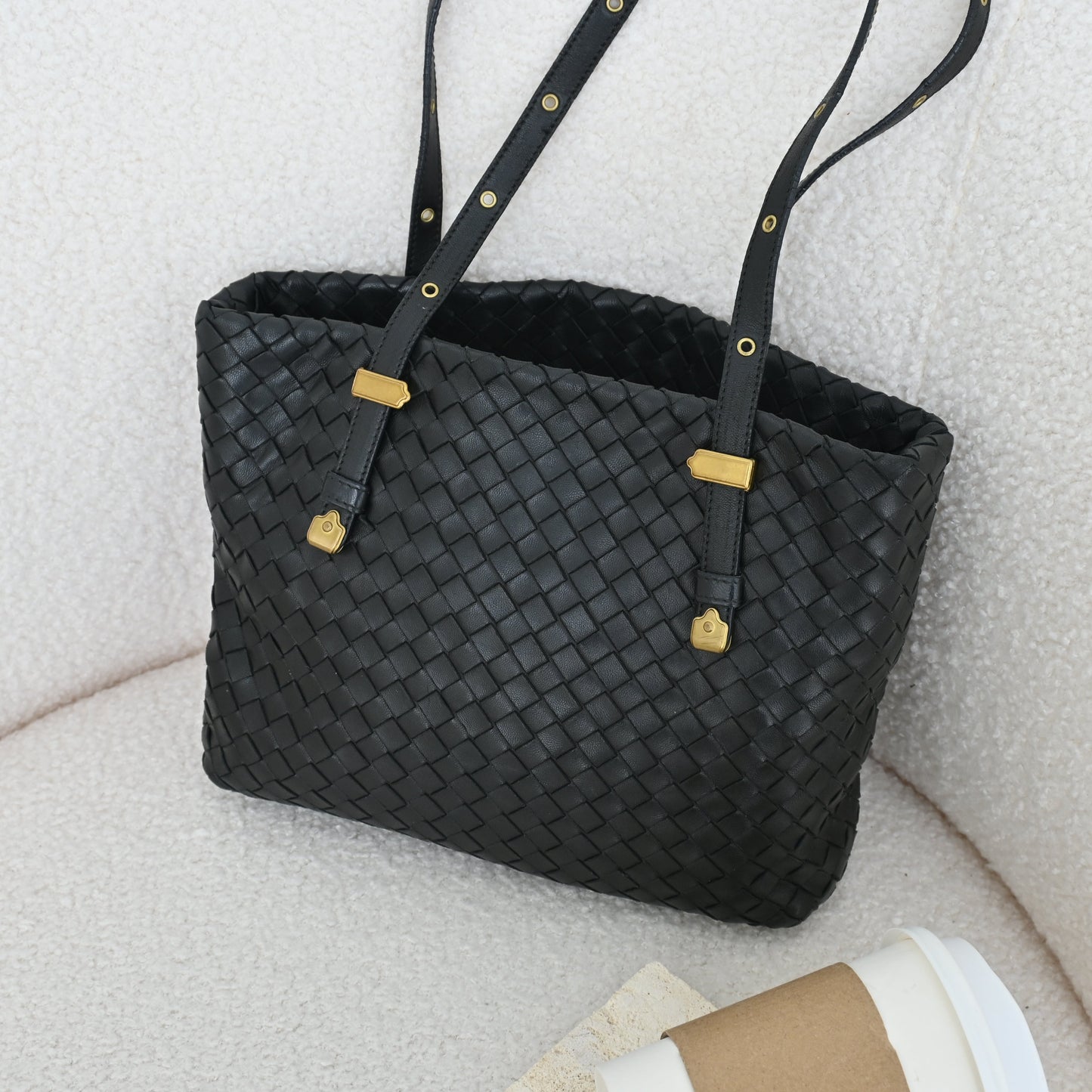Bottega Veneta Intrecciato Shoulder Bag Black - Leluxe Vintage Sdn. Bhd.