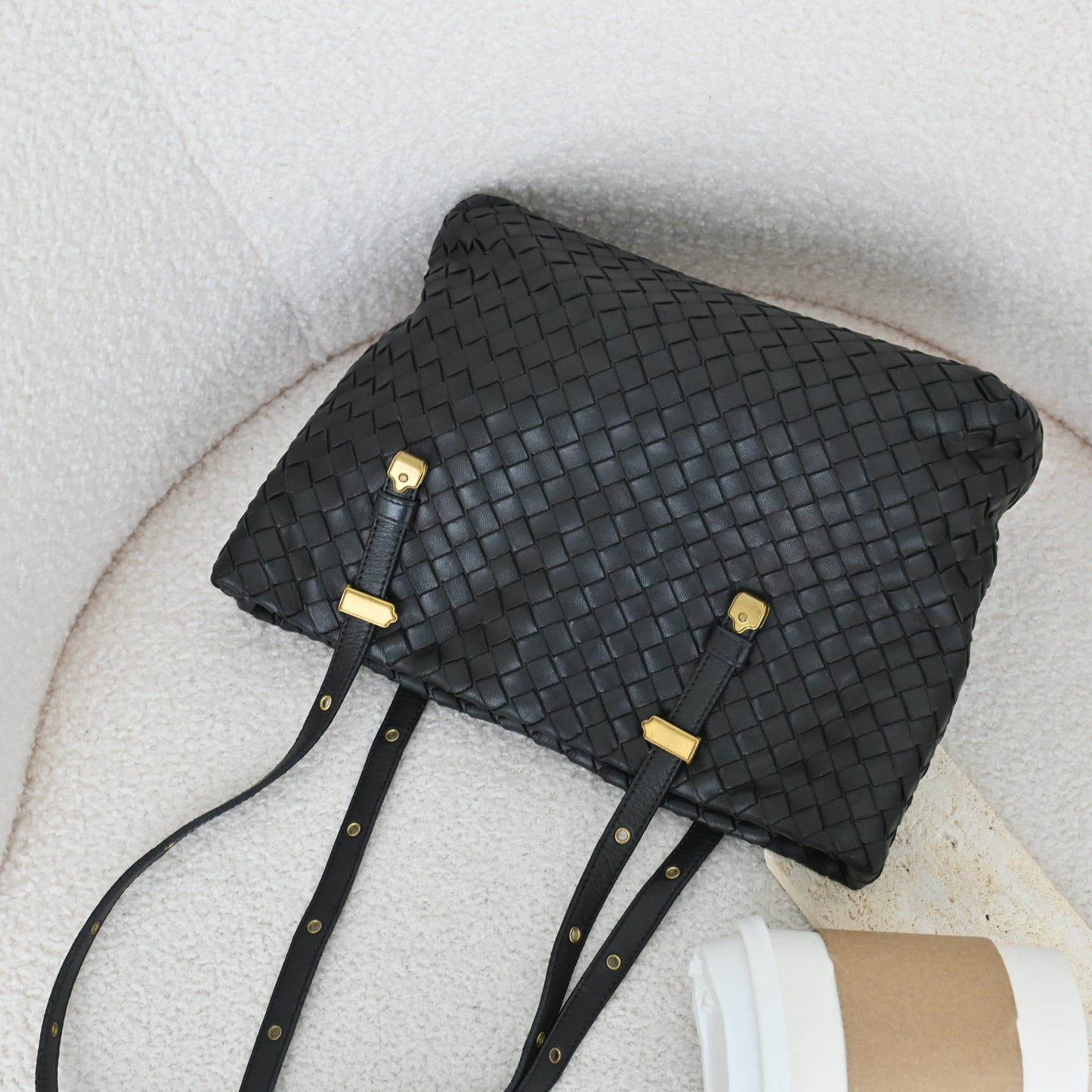 Bottega Veneta Intrecciato Shoulder Bag Black