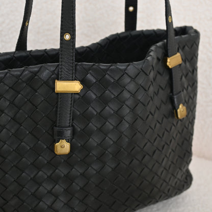 Bottega Veneta Intrecciato Shoulder Bag Black