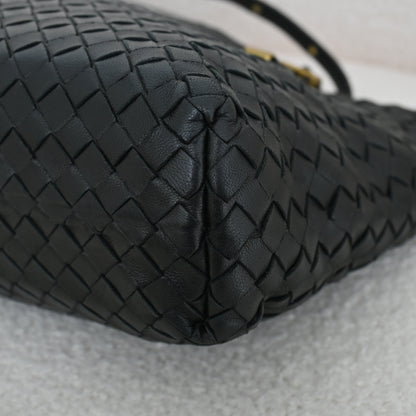 Bottega Veneta Intrecciato Shoulder Bag Black