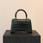 Balenciaga XS Crocodile Embossed Hourglass Top Handle Bag