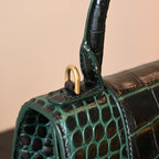 Balenciaga XS Crocodile Embossed Hourglass Top Handle Bag