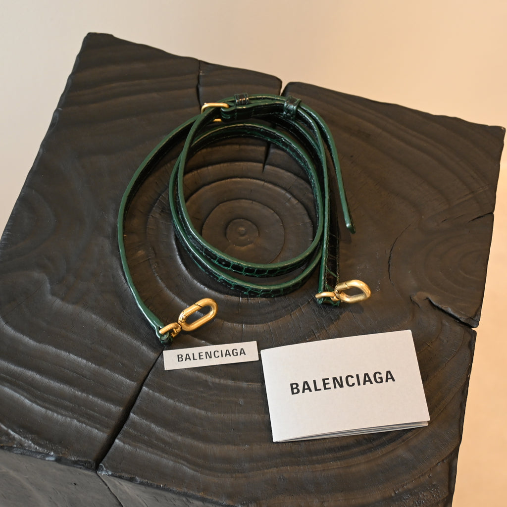 Balenciaga XS Crocodile Embossed Hourglass Top Handle Bag