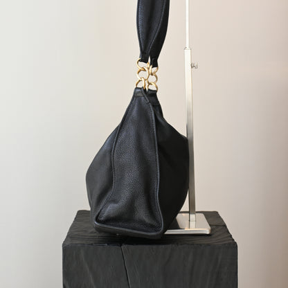 Chanel CC Hobo Black Grained Calfskin - Leluxe Vintage Sdn. Bhd.