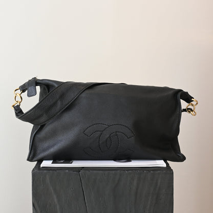 Chanel CC Hobo Black Grained Calfskin