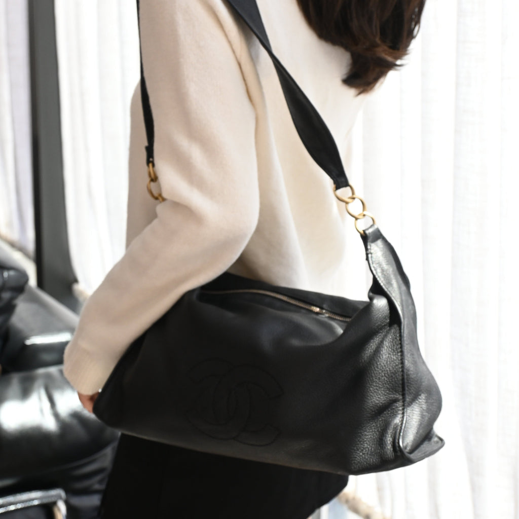 Chanel CC Hobo Black Grained Calfskin - Leluxe Vintage Sdn. Bhd.