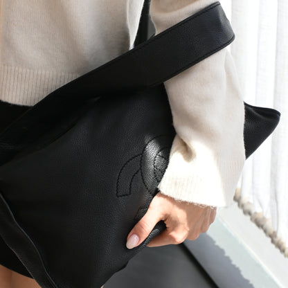 Chanel CC Hobo Black Grained Calfskin