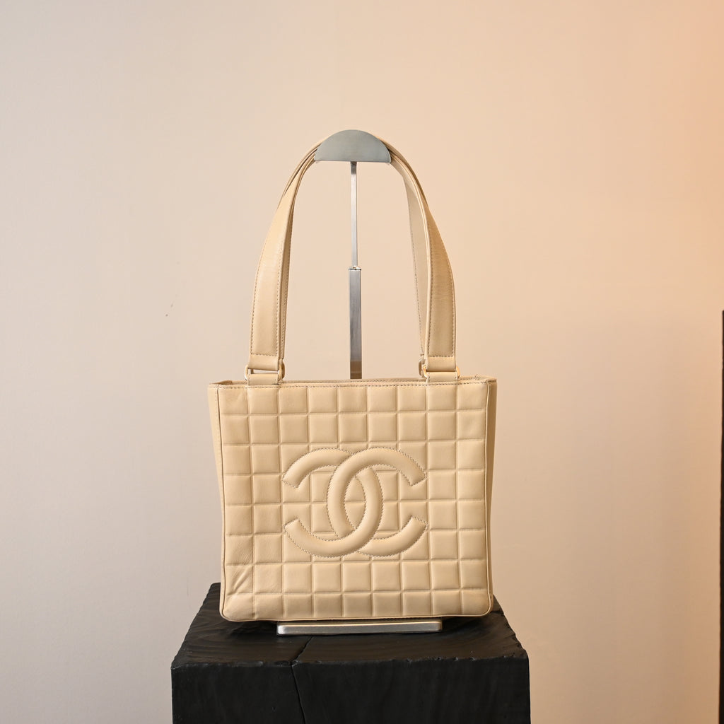 Chanel Chocolate Bar Vertical Tote Beige