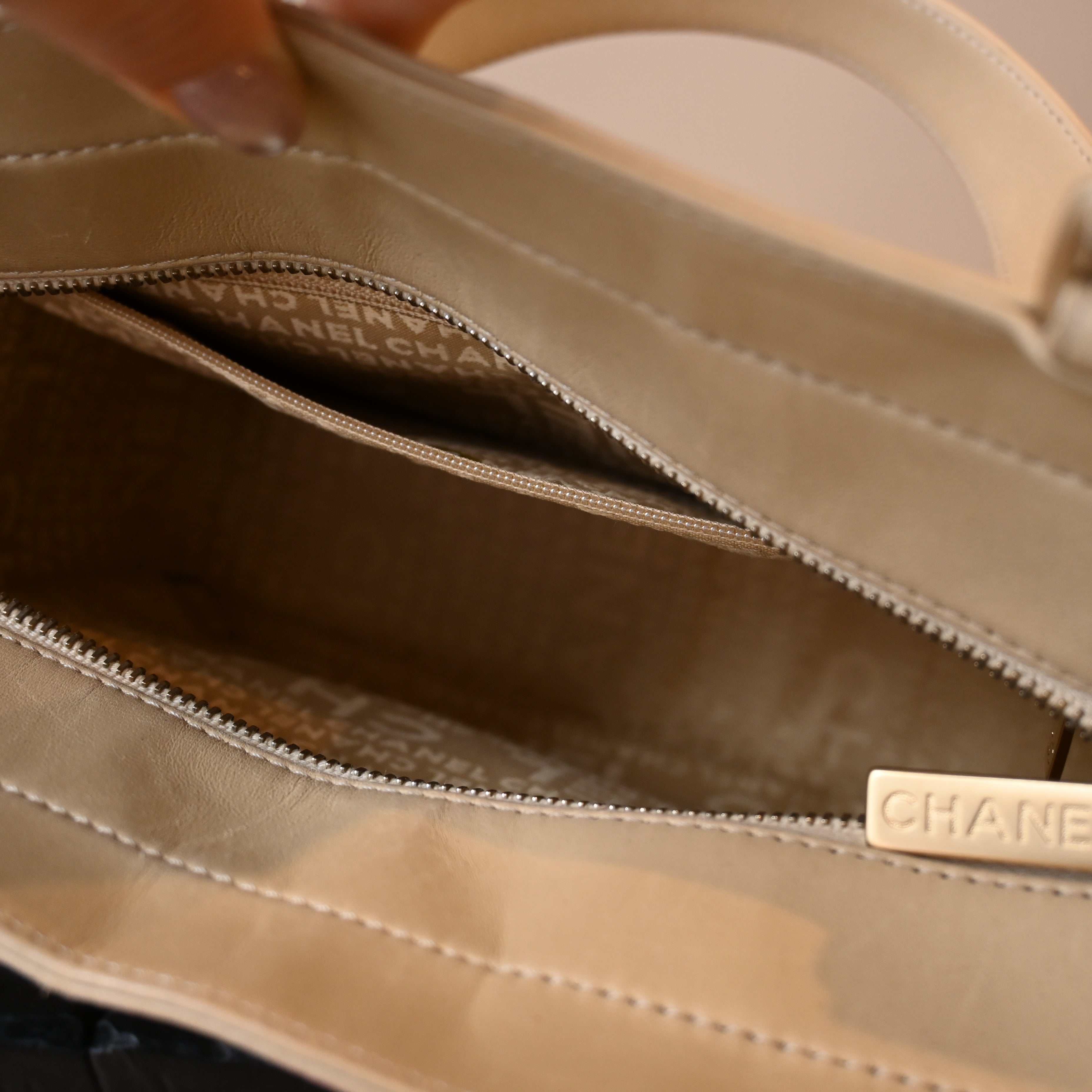 Chanel Chocolate Bar Vertical Tote Beige