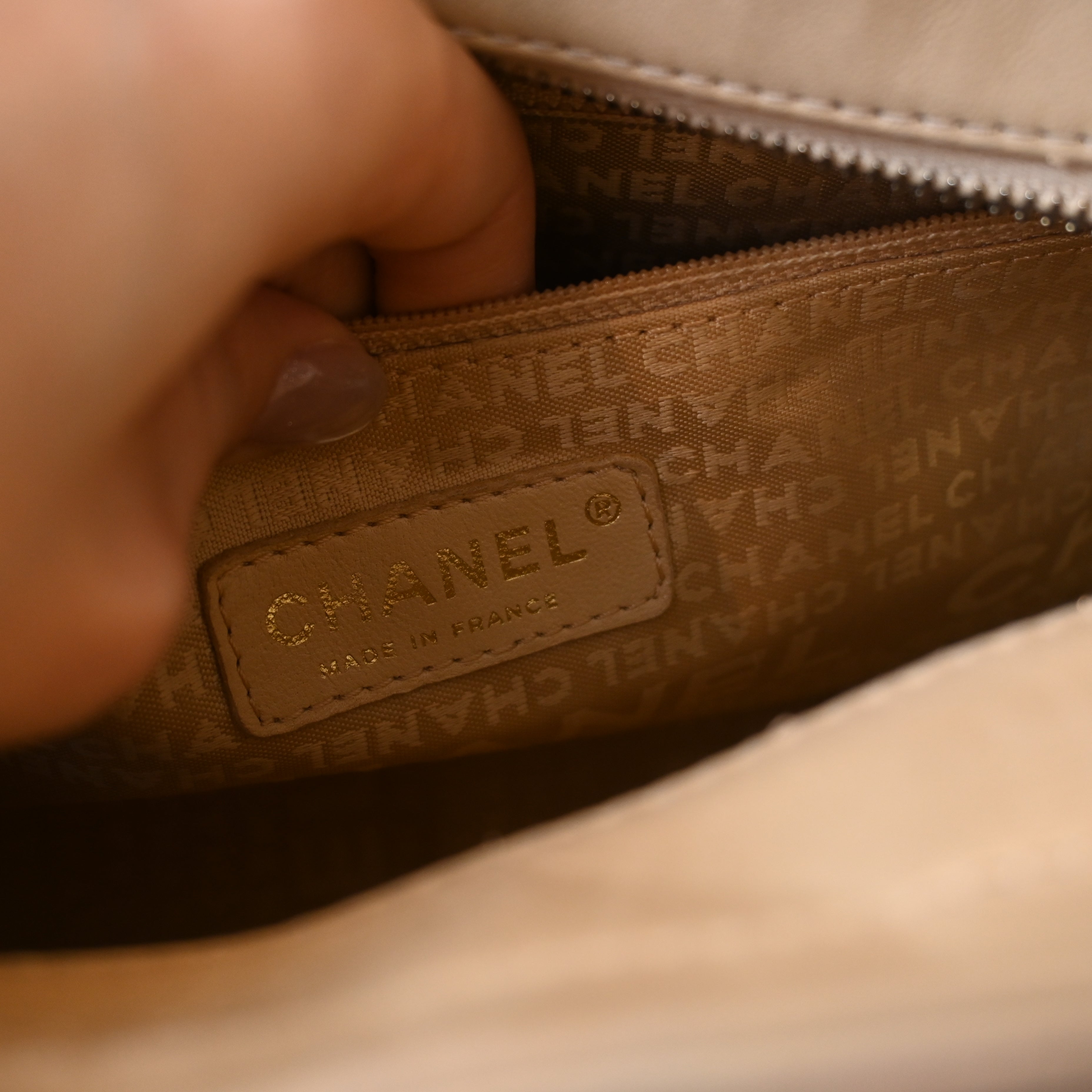 Chanel Chocolate Bar Vertical Tote Beige