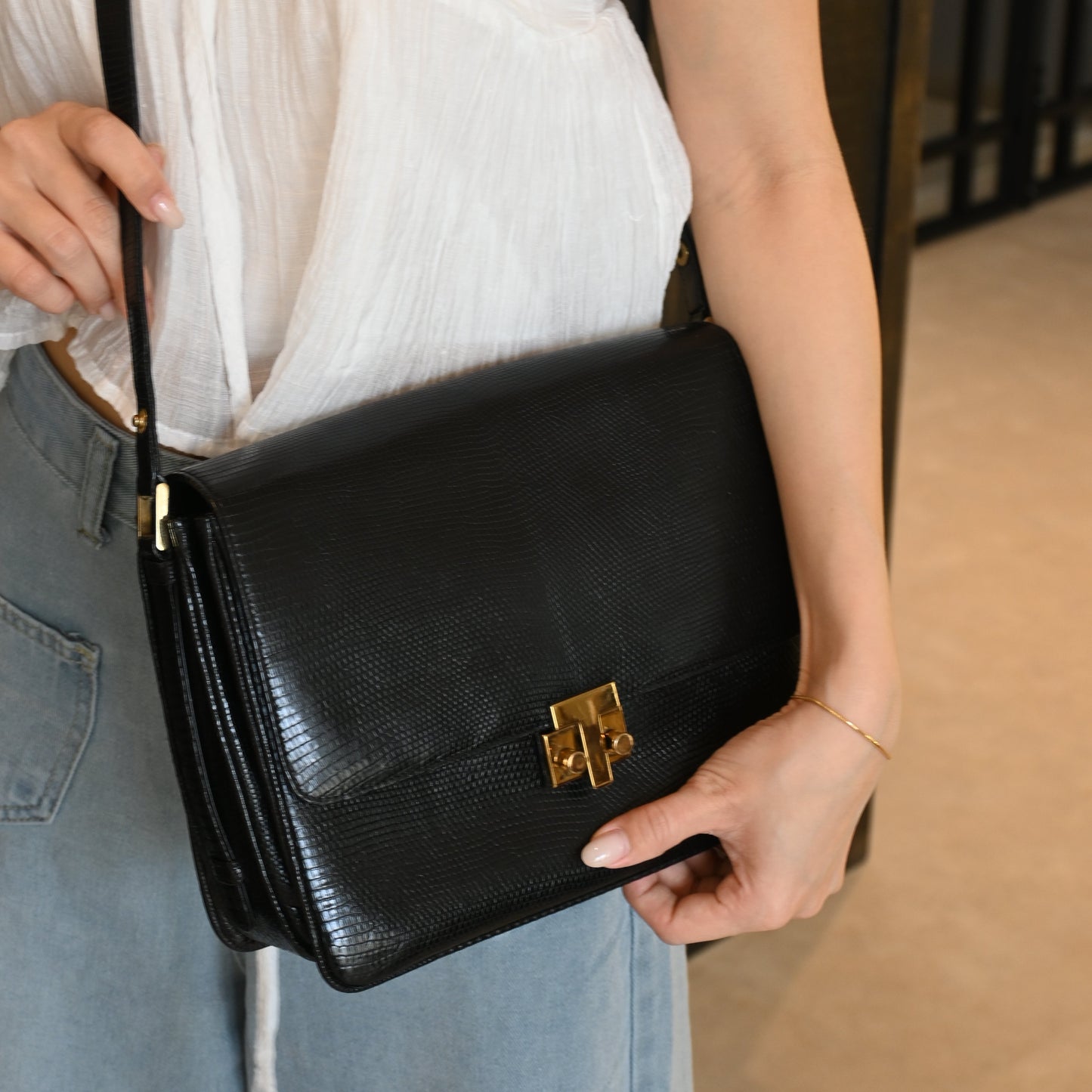 Tiffany & Co Lizard Leather Shoulder Bag