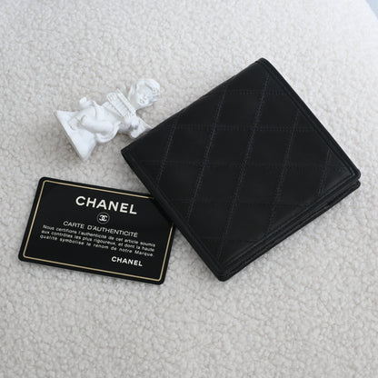 Chanel Black Quilted Lambskin Bifold Wallet