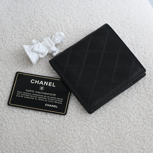 Chanel Black Quilted Lambskin Bifold Wallet