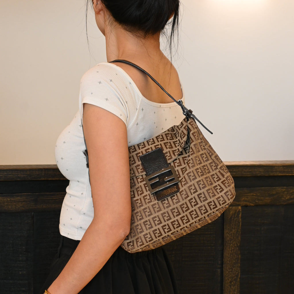 Fendi Zucchino Canvas Shoulder Bag