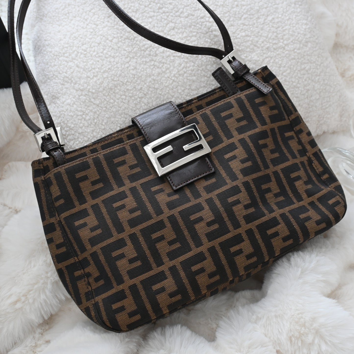 Fendi Zucca Monogram Canvas Shoulder Bag