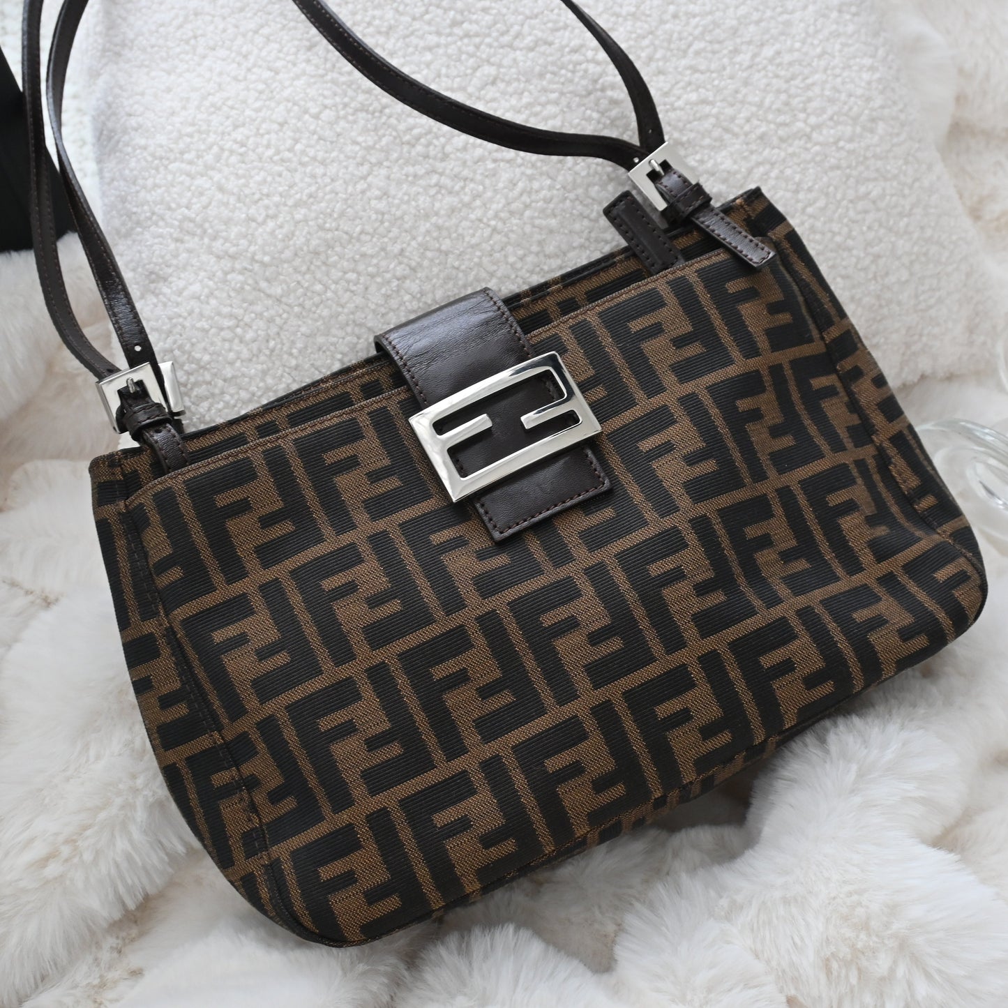 Fendi Zucca Monogram Canvas Shoulder Bag - Leluxe Vintage Sdn. Bhd.