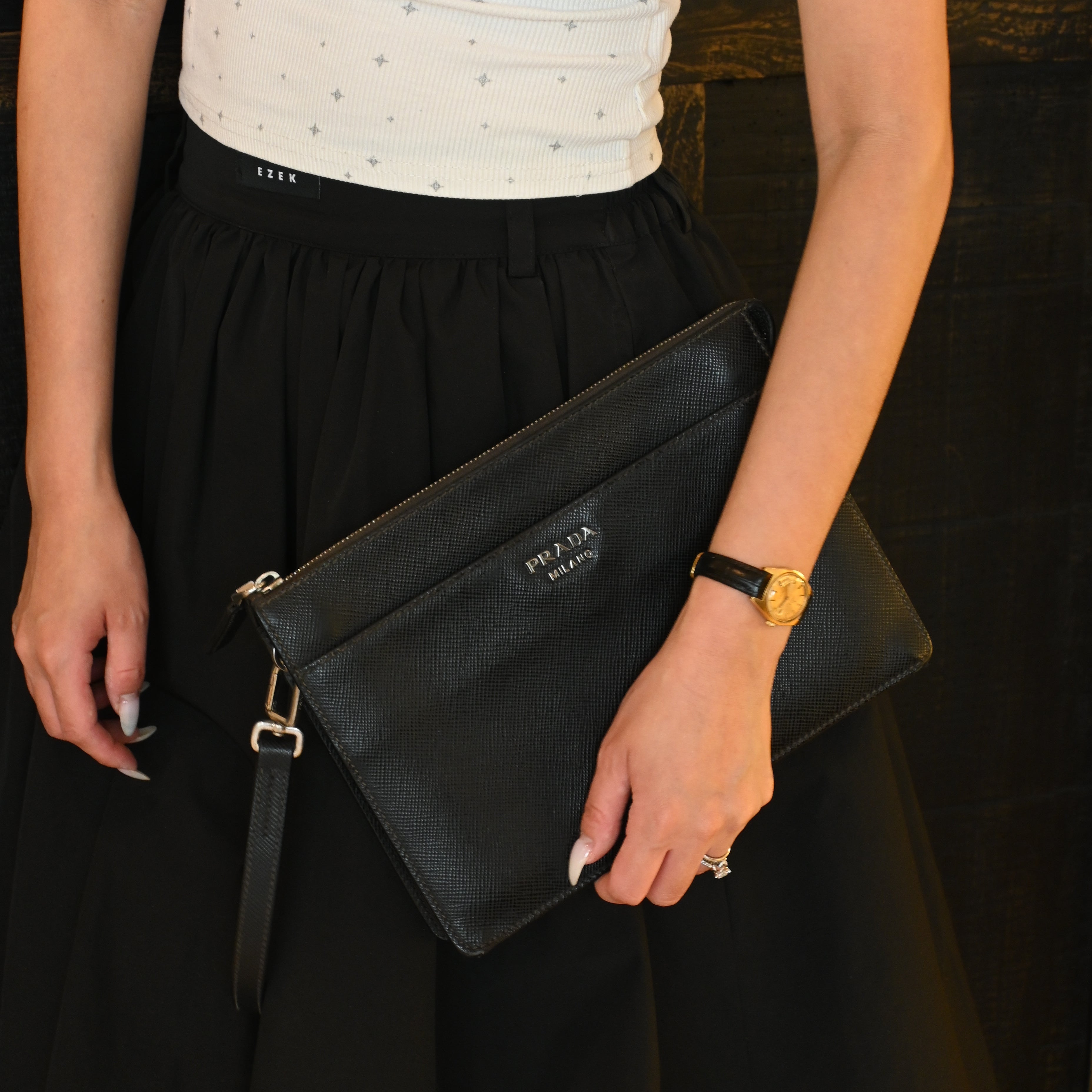 Prada 2VF019 Black Saffiano Pouch