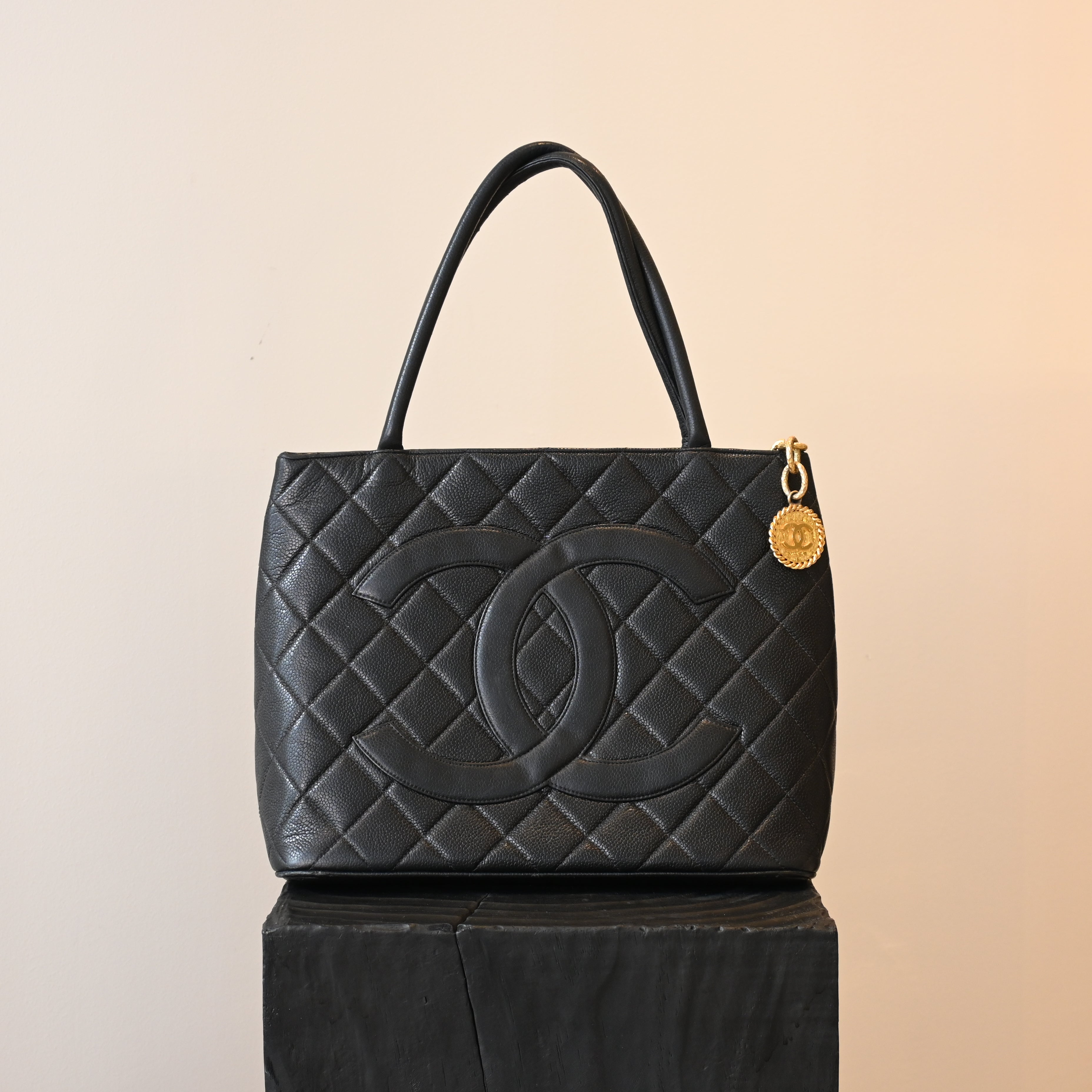 Chanel Medallion Black Caviar Tote