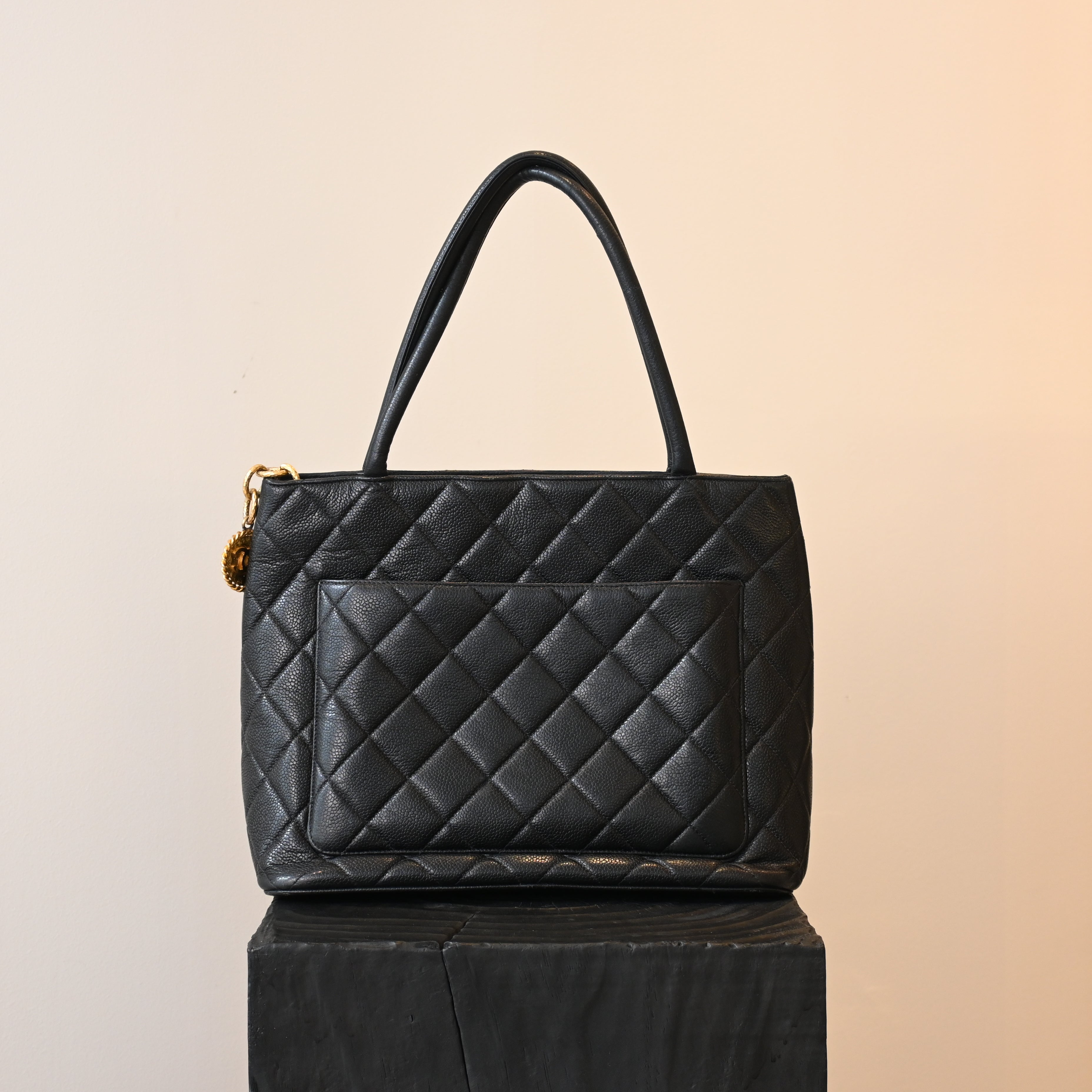 Chanel Medallion Black Caviar Tote