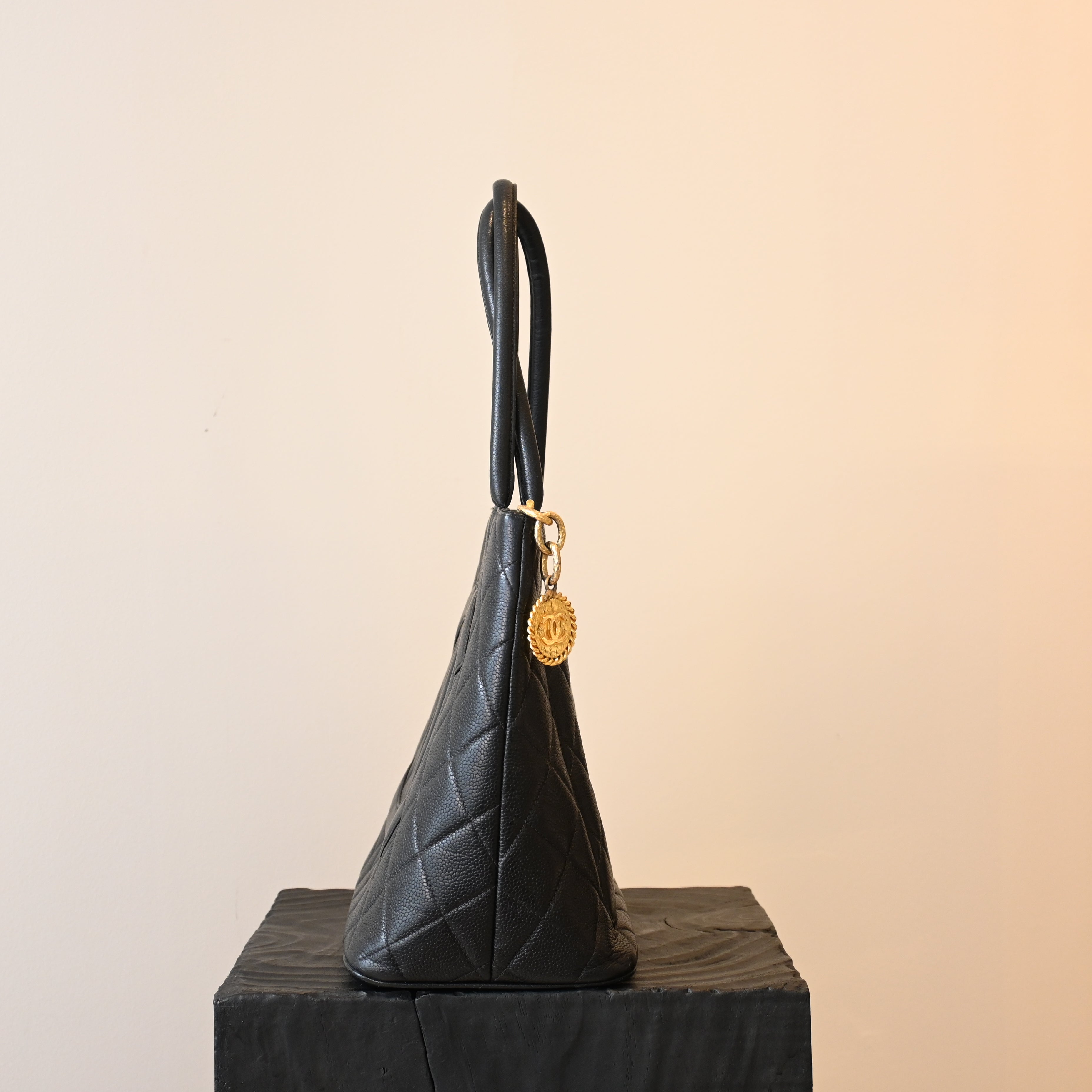 Chanel Medallion Black Caviar Tote