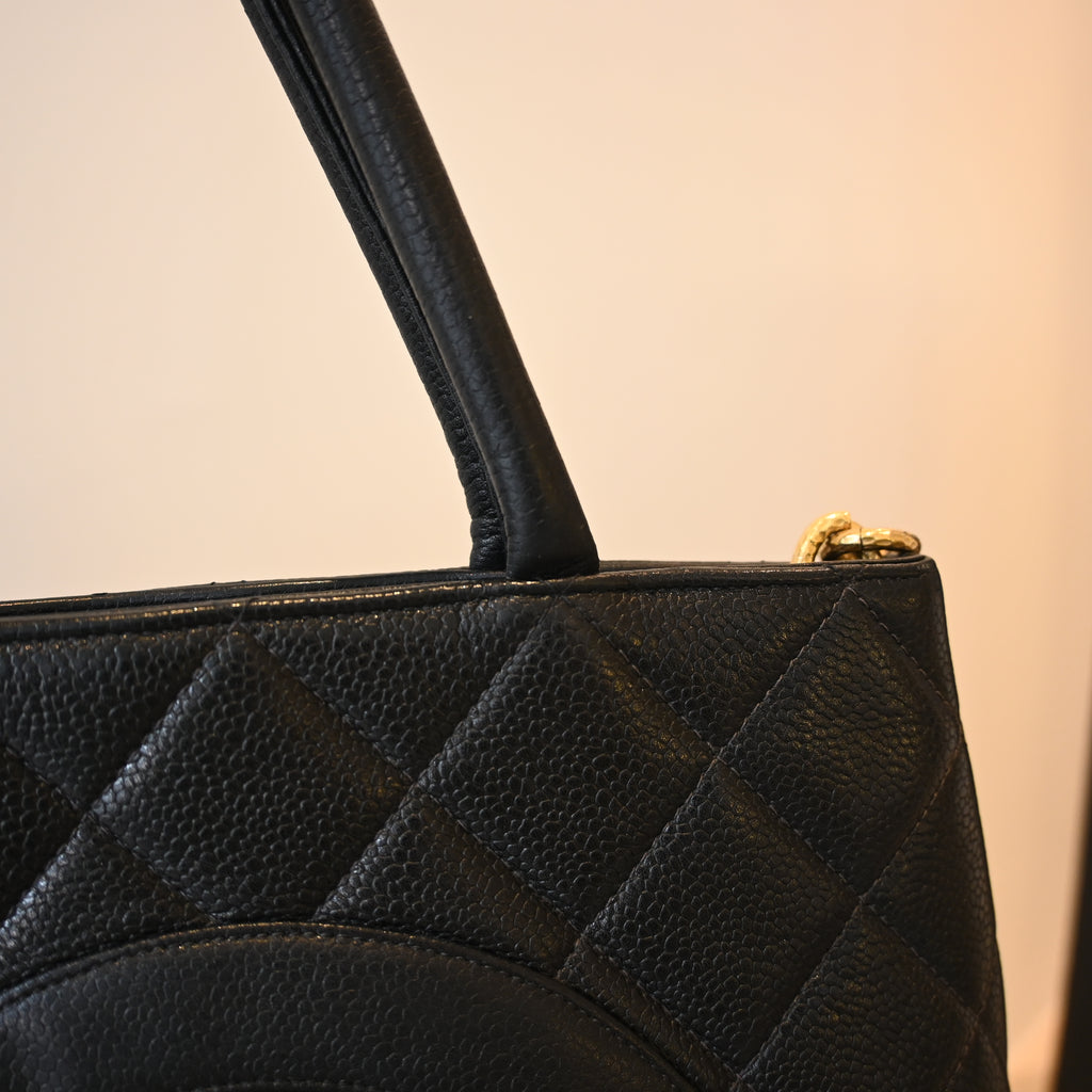 Chanel Medallion Black Caviar Tote