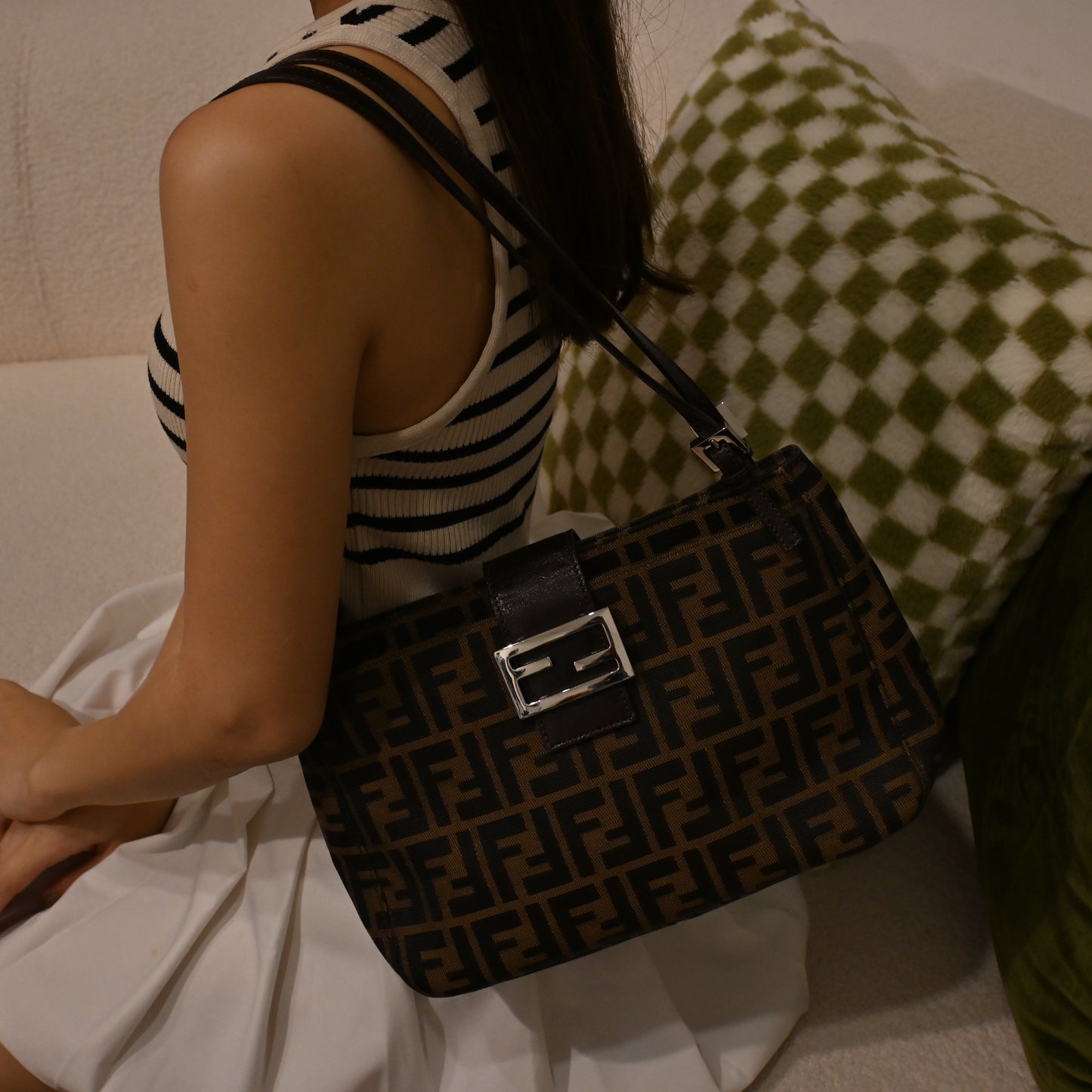 Fendi Zucca Monogram Canvas Shoulder Bag