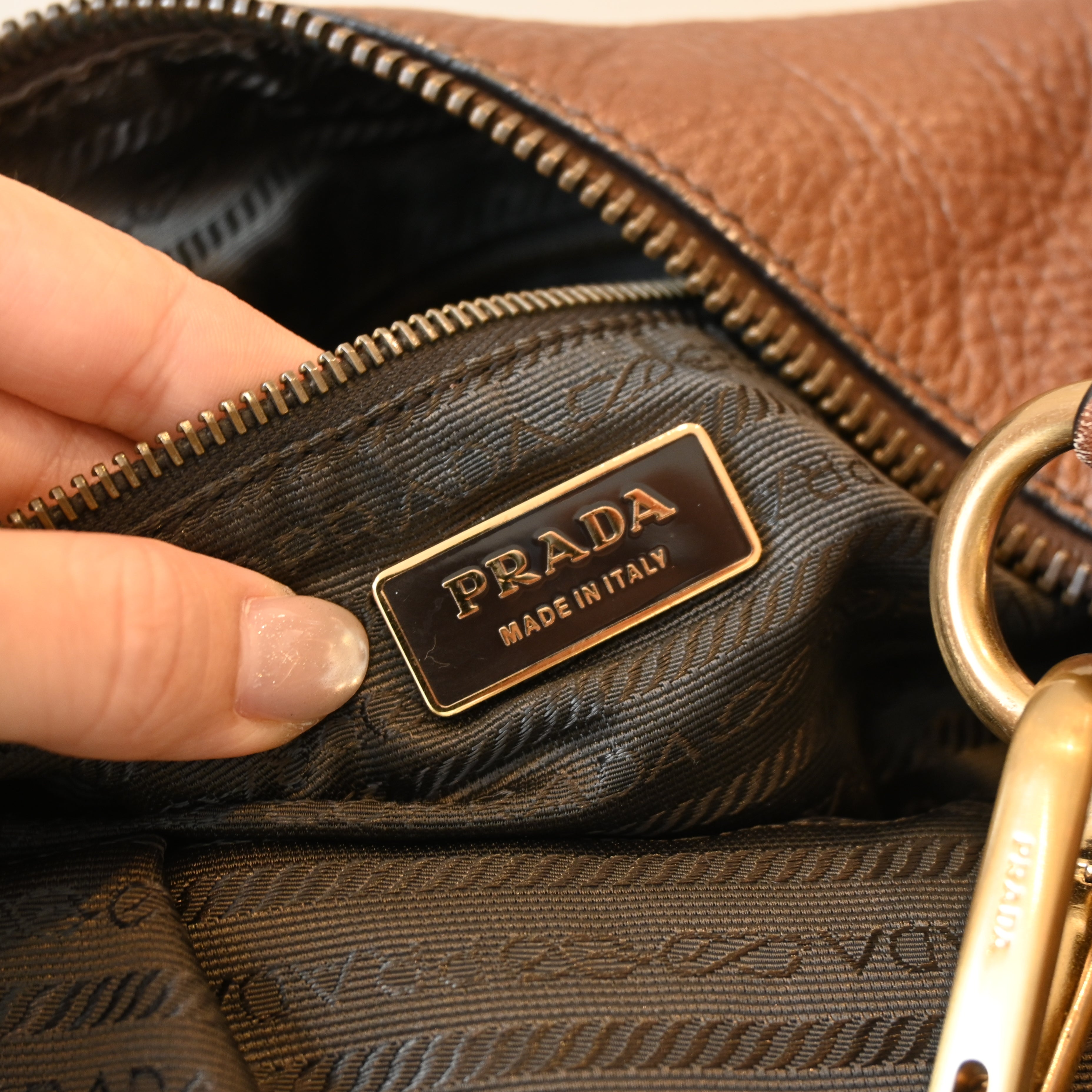 Prada Vitello Daino Grained Calfskin Hobo