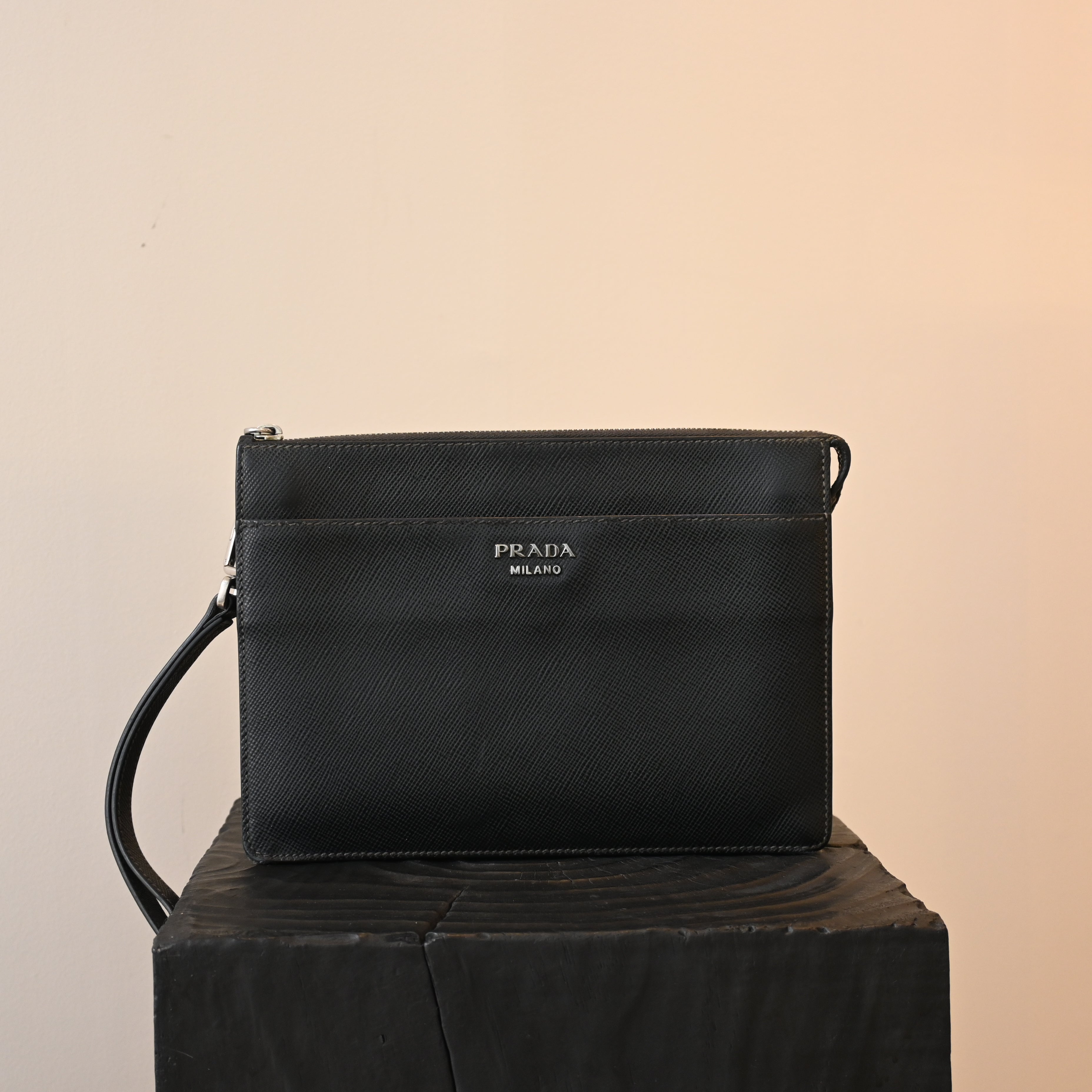 Prada 2VF019 Black Saffiano Pouch