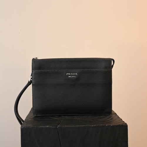 Prada 2VF019 Black Saffiano Pouch - Leluxe Vintage Sdn. Bhd.