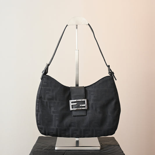 Fendi Zucca Black Canvas Shoulder Bag