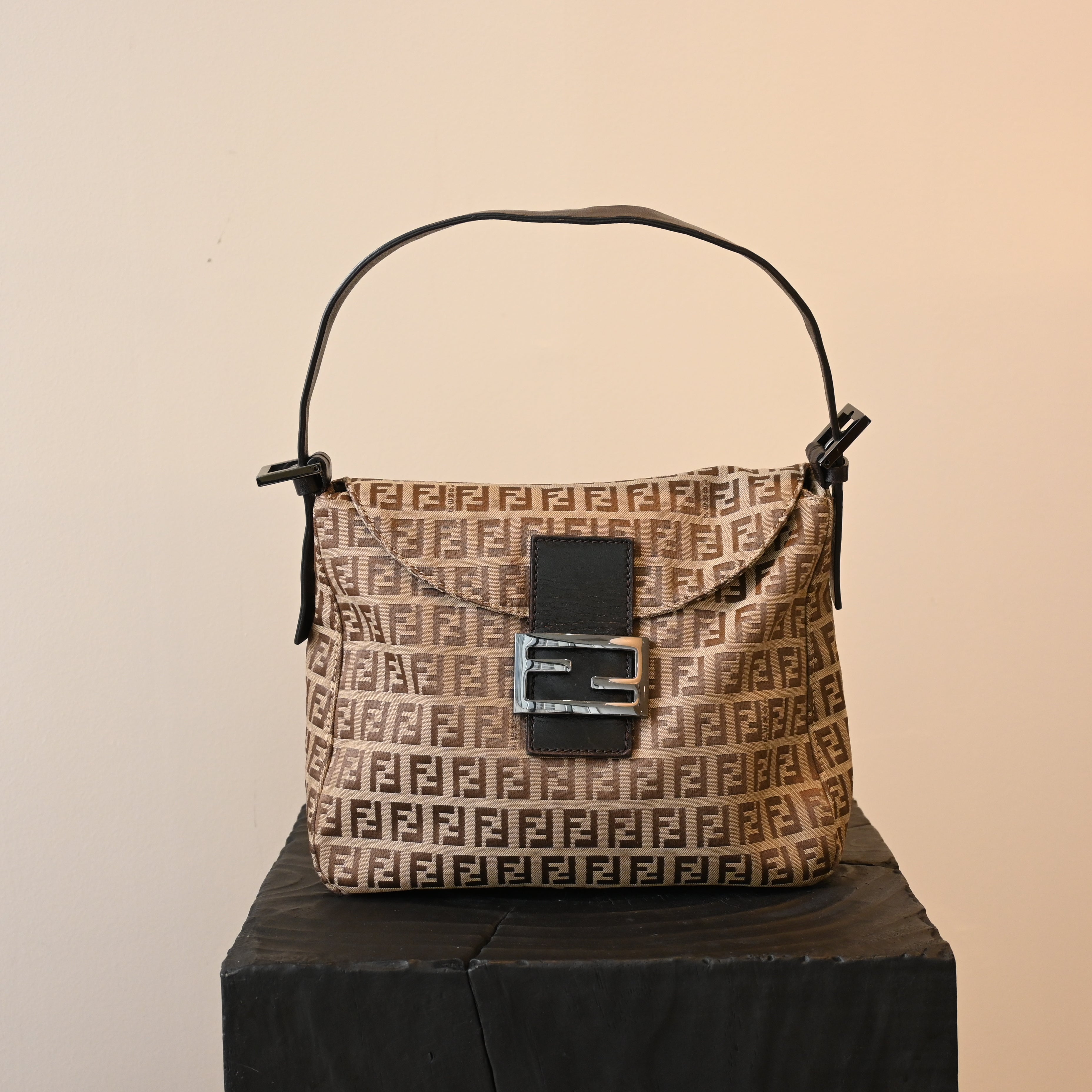 Fendi Zucchino Canvas Shoulder Bag