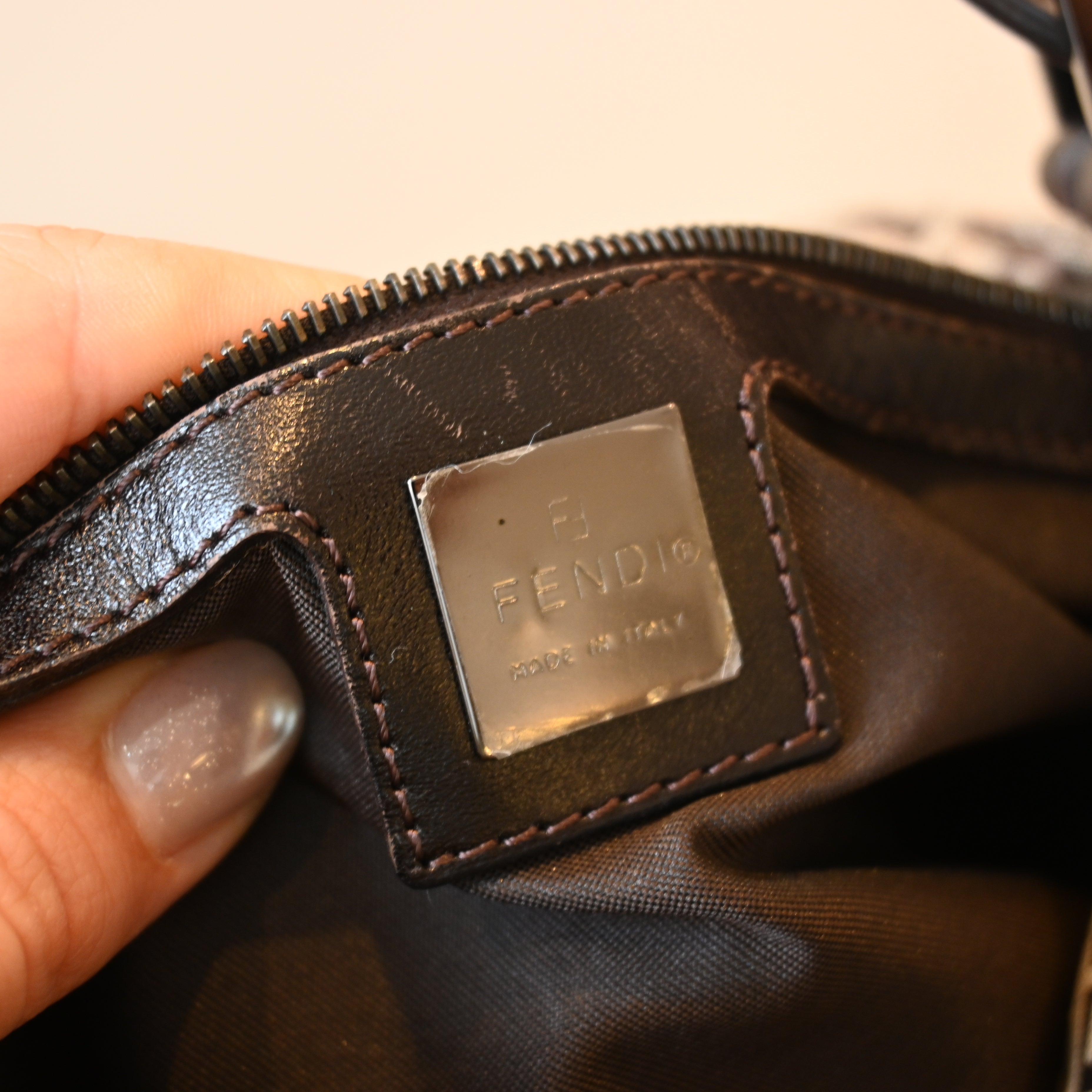 Fendi Zucchino Canvas Shoulder Bag