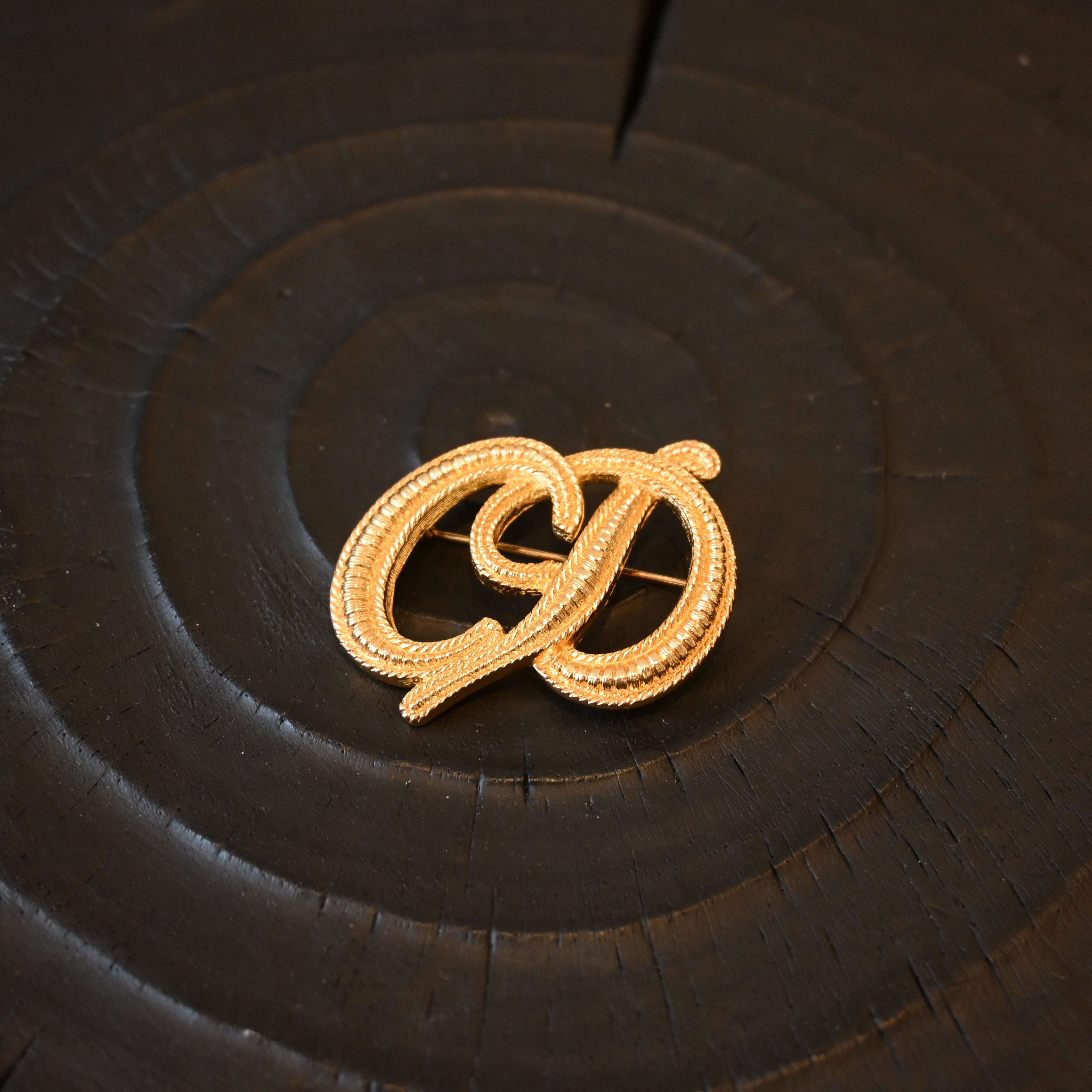 Christian Dior CD Italic Logo Brooch