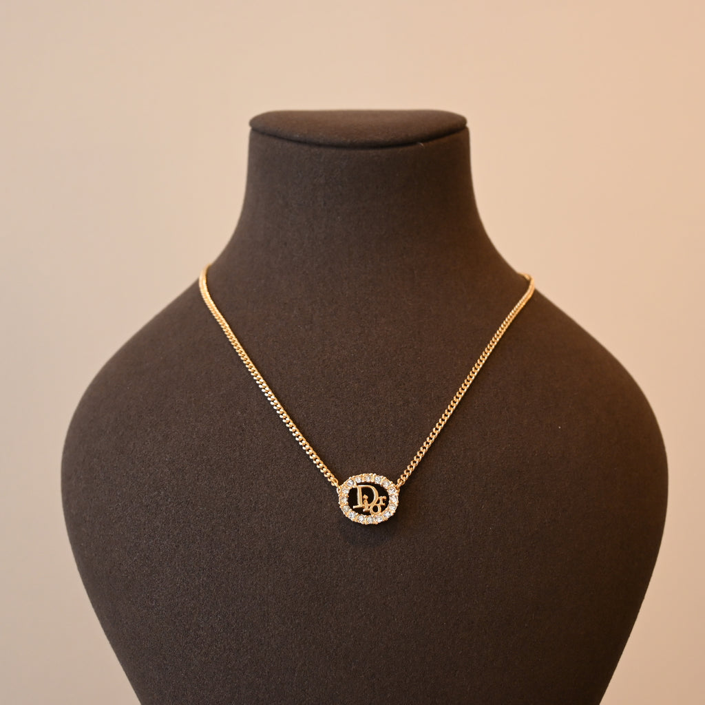 Christian Dior Oval Necklace with Rhinestones